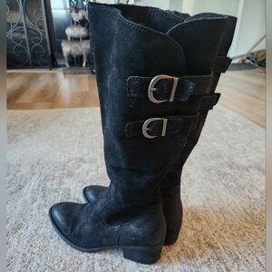 Born Black Over the Knee Boots with Buckle Detail